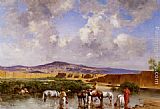 Watering at the Wadi by Victor Pierre Huguet